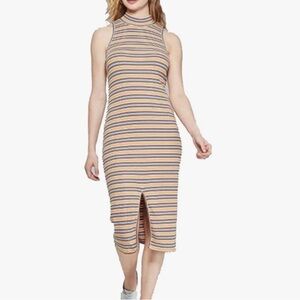 Wild Fable Golden Yellow Striped High Neck Tank Dress